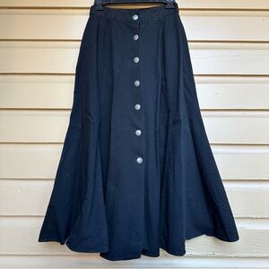 Roper Small Vintage Black Swing Skirt With Indian Head Nickel Buttons Cotton